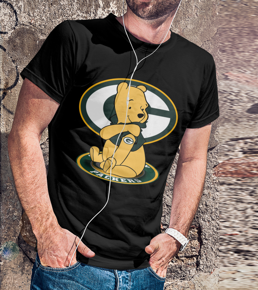 Pooh Green Bay Packers Crossover Football Bear T-Shirt