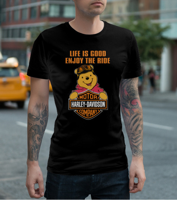Life Is Good Enjoy The Ride Harley Davidson Pooh T-Shirt