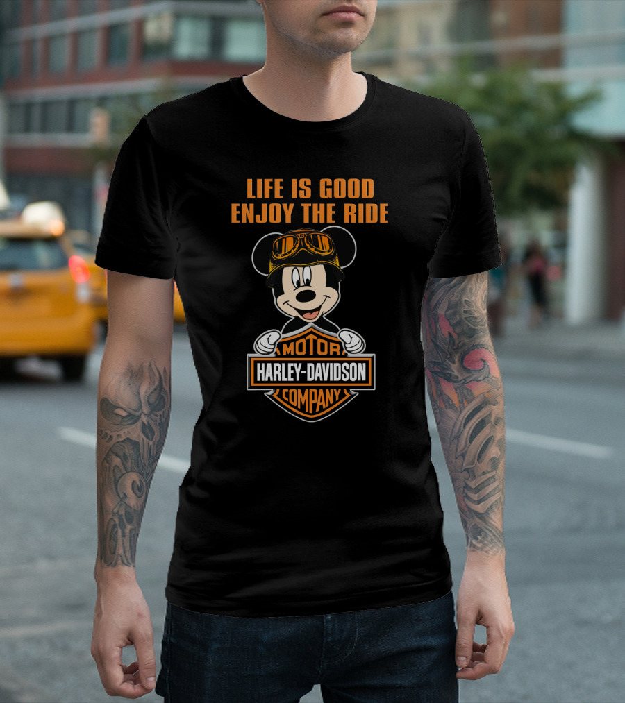 Life Is Good Enjoy The Ride Harley Davidson Mickey Moto Company T-Shirt