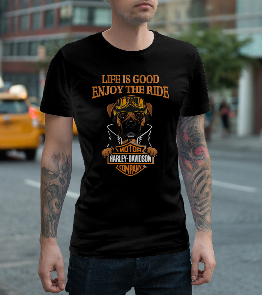 Life Is Good Enjoy The Ride Harley Davidson Boxer Motor Company T-Shirt