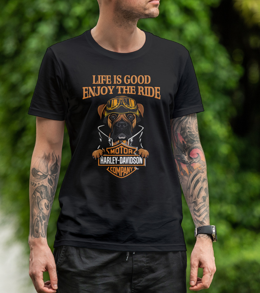 Life Is Good Enjoy The Ride Harley Davidson Boxer Motor Company T-Shirt