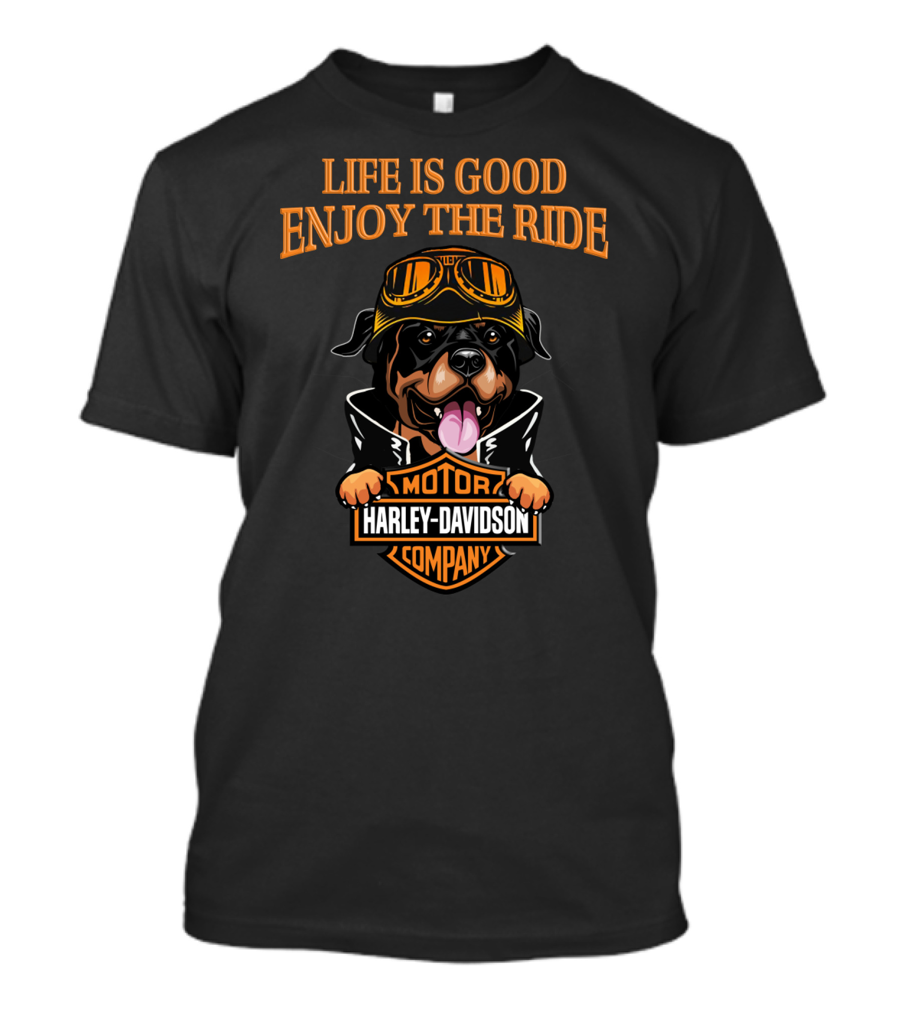 Life Is Good Enjoy The Ride Harley Davidson Rottweiler Motor Company T-Shirt