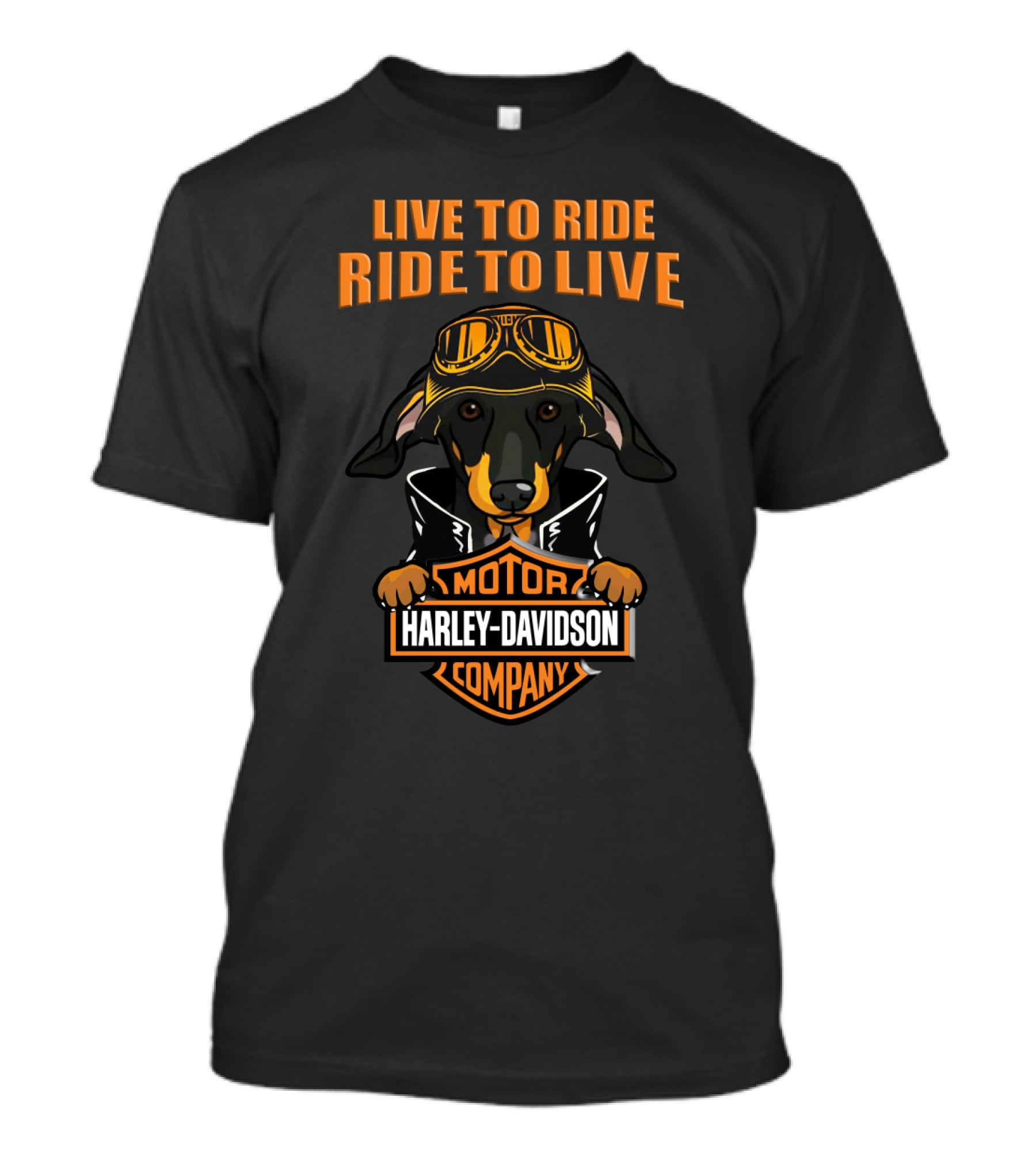 Live To Ride Ride To Live Harley Davidson Dachshund Motor Company T-Shirt