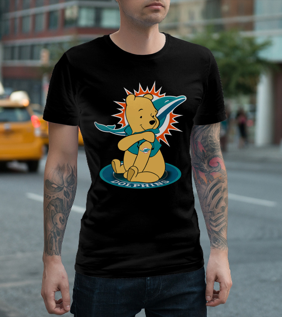 Pooh Dolphins Miami Football Fan Crossover T-Shirt