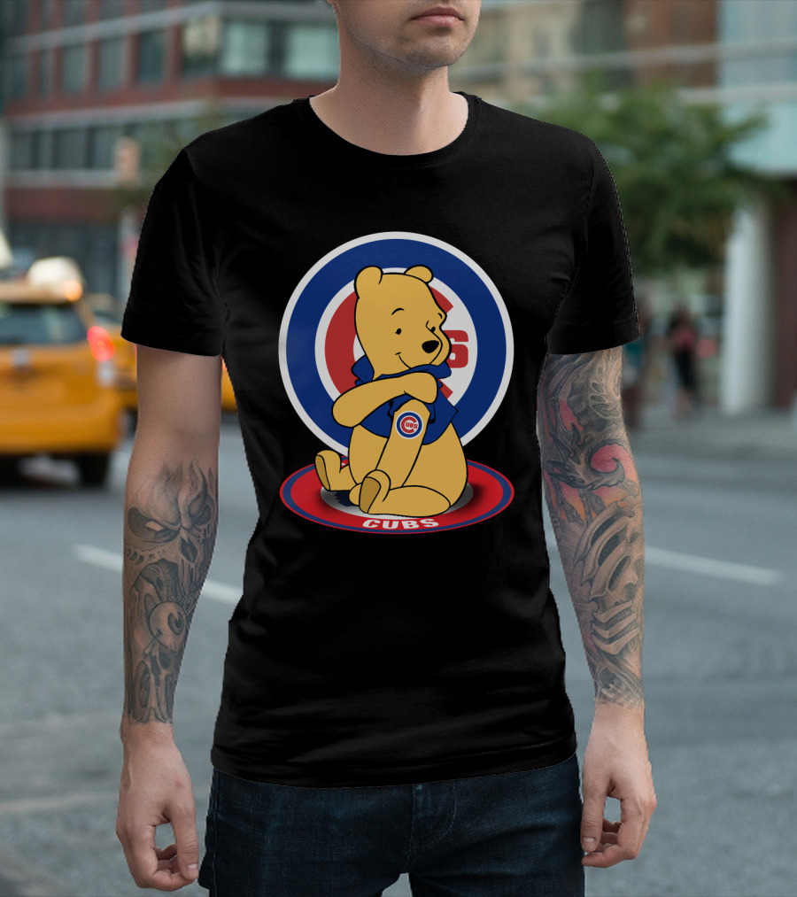 Winnie the Pooh Cubs Logo Baseball Fan Crossover T-Shirt