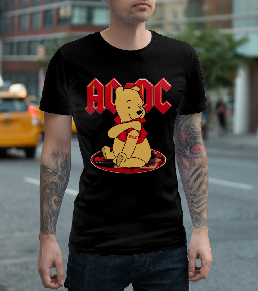 Acdc Pooh Bear Red Logo Crossover T-Shirt