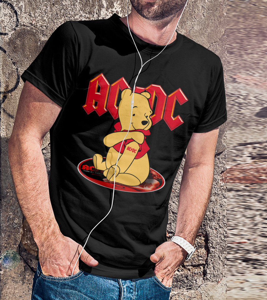 Acdc Pooh Bear Red Logo Crossover T-Shirt