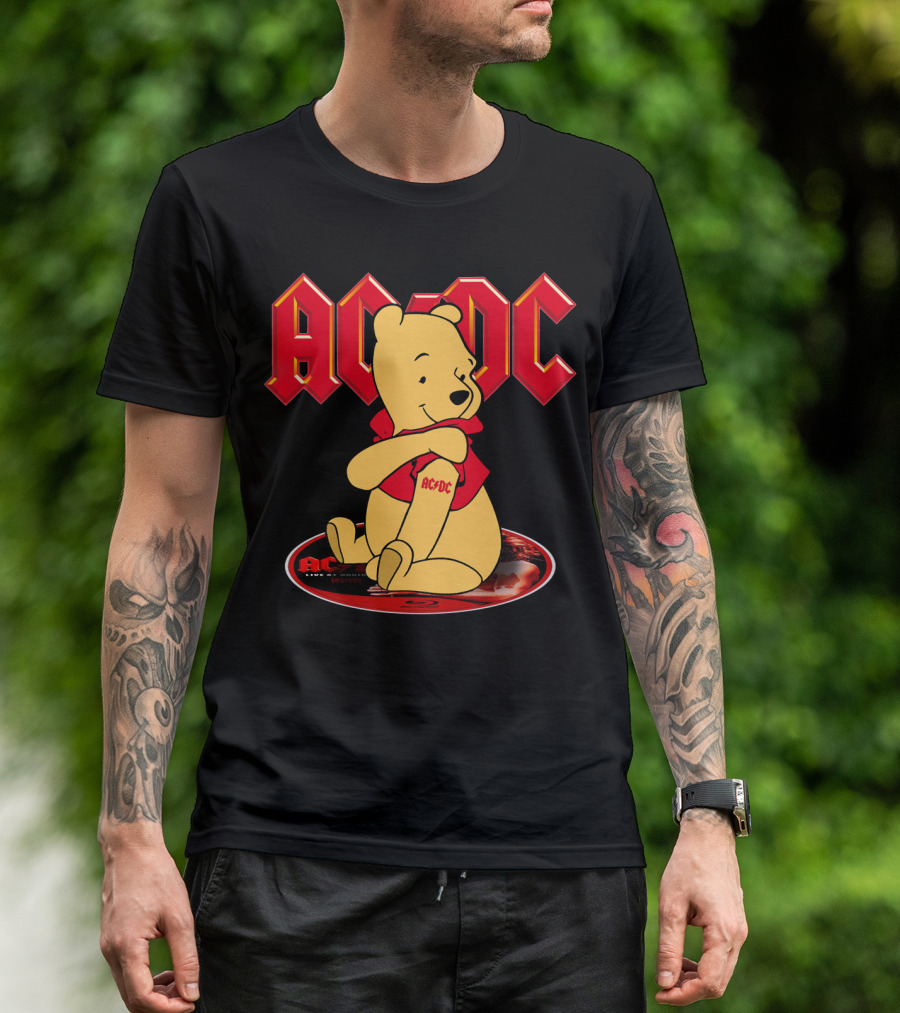 Acdc Pooh Bear Red Logo Crossover T-Shirt