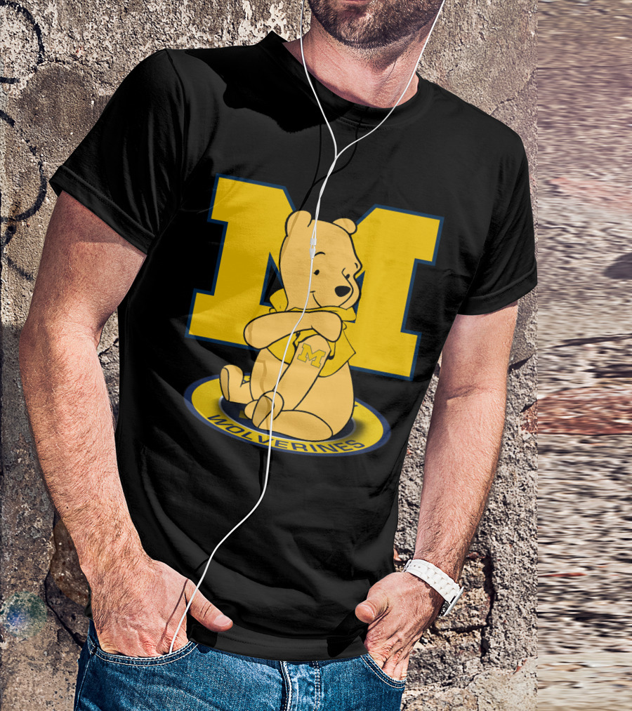 Pooh Bear Michigan Wolverines M Logo T-Shirt