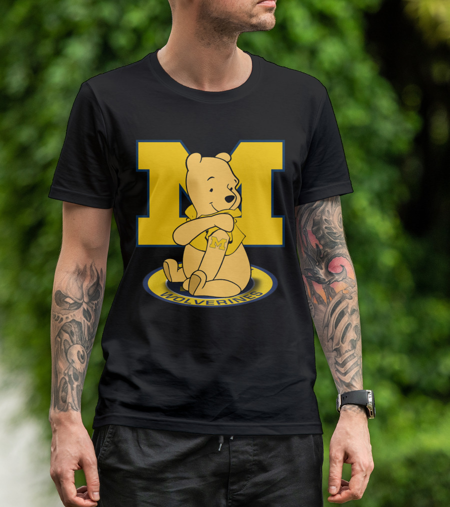 Pooh Bear Michigan Wolverines M Logo T-Shirt