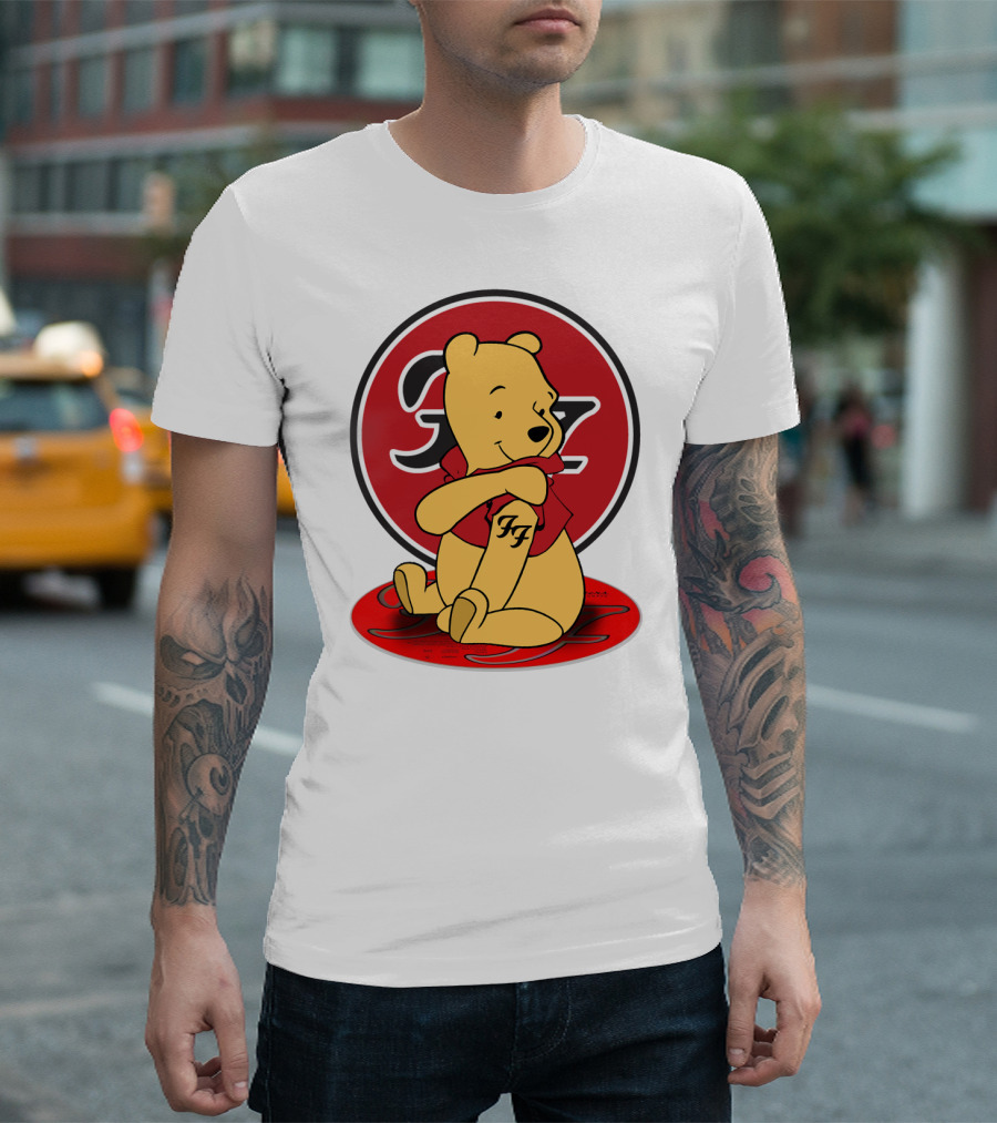 Pooh Bear Foo Fighters Logo Crossover T-Shirt