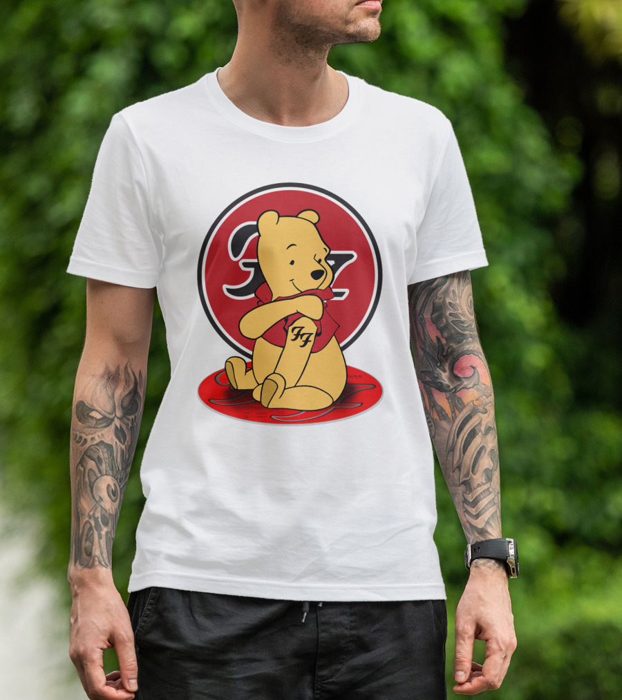 Pooh Bear Foo Fighters Logo Crossover T-Shirt