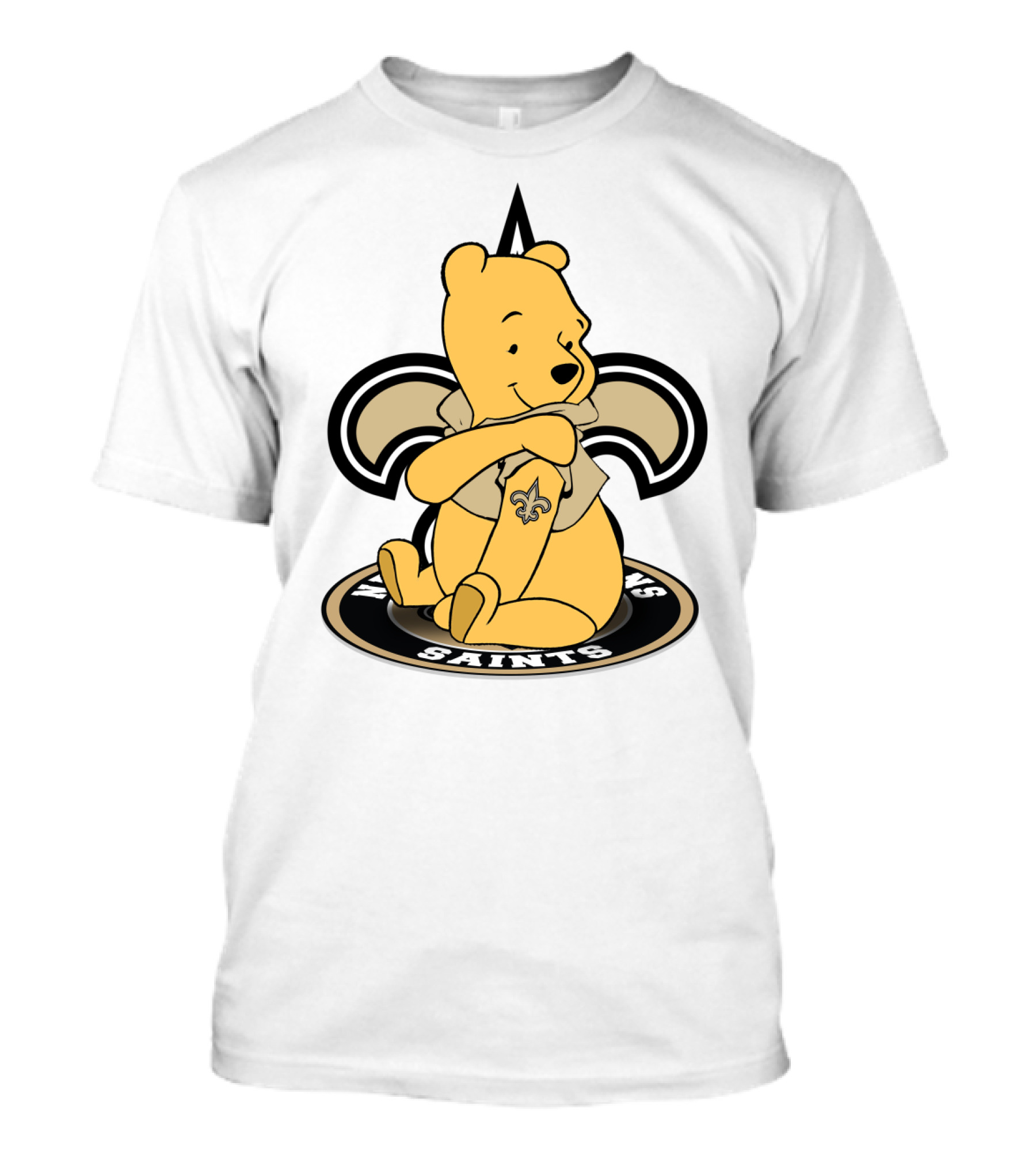 Winnie The Pooh New Orleans Saints Fleur-De-Lis Crossover T-Shirt