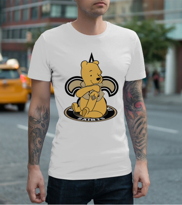Winnie The Pooh New Orleans Saints Fleur-De-Lis Crossover T-Shirt
