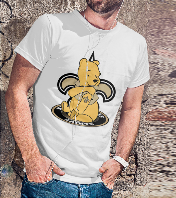 Winnie The Pooh New Orleans Saints Fleur-De-Lis Crossover T-Shirt