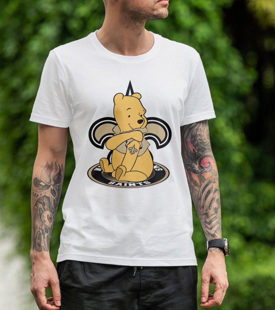 Winnie The Pooh New Orleans Saints Fleur-De-Lis Crossover T-Shirt