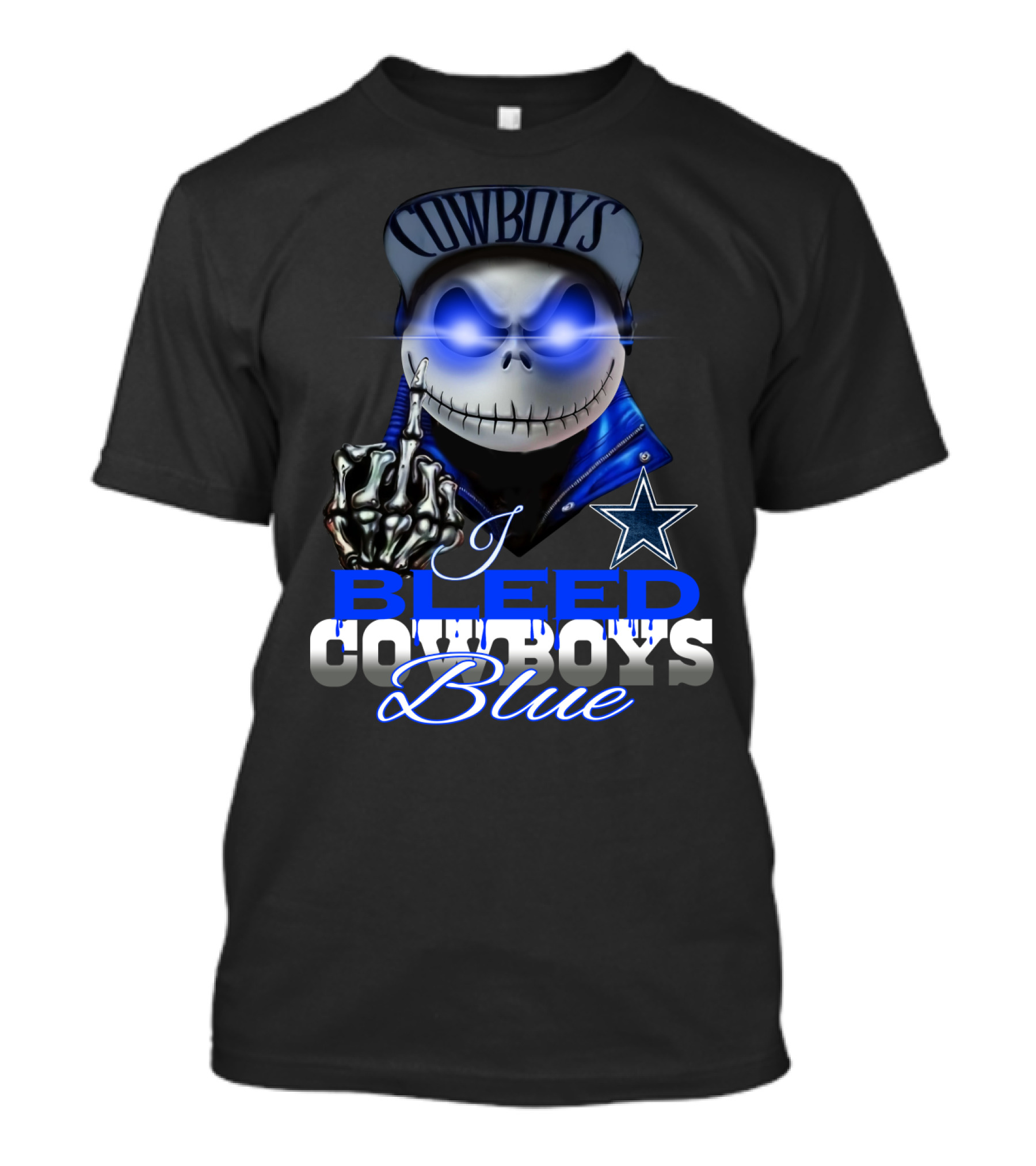 I Bleed Cowboys Blue Jack Skellington T-Shirt