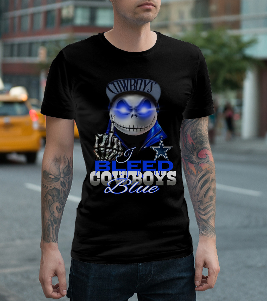 I Bleed Cowboys Blue Jack Skellington T-Shirt