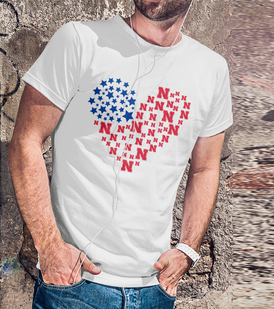 Heartflag Ncaa 19 Nebraska Red N Blue Stars T-Shirt