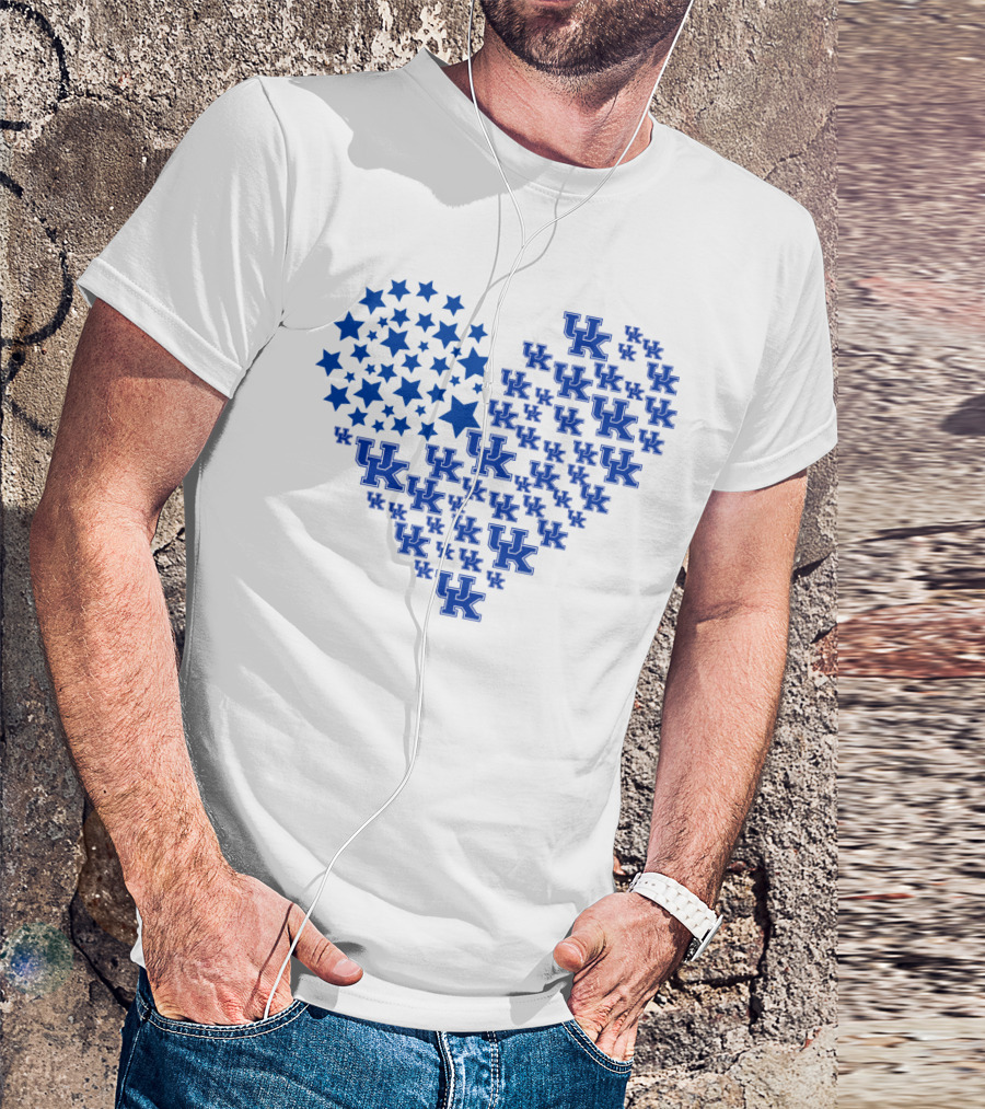 Kentucky Wildcats Heart Flag Stars Uk Ncaa T-Shirt