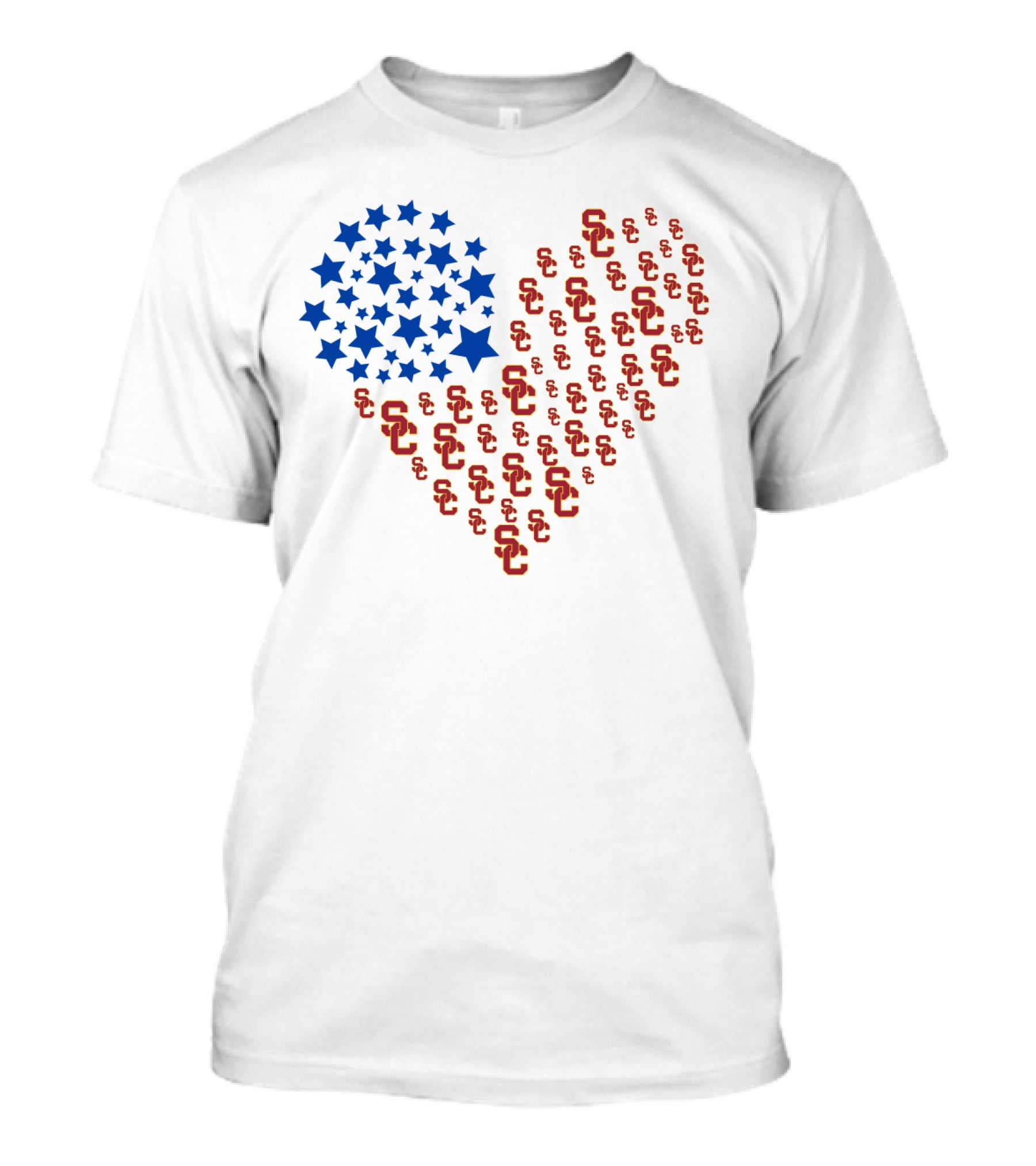 Usc Trojans Heart Flag Stars Ncaa T-Shirt