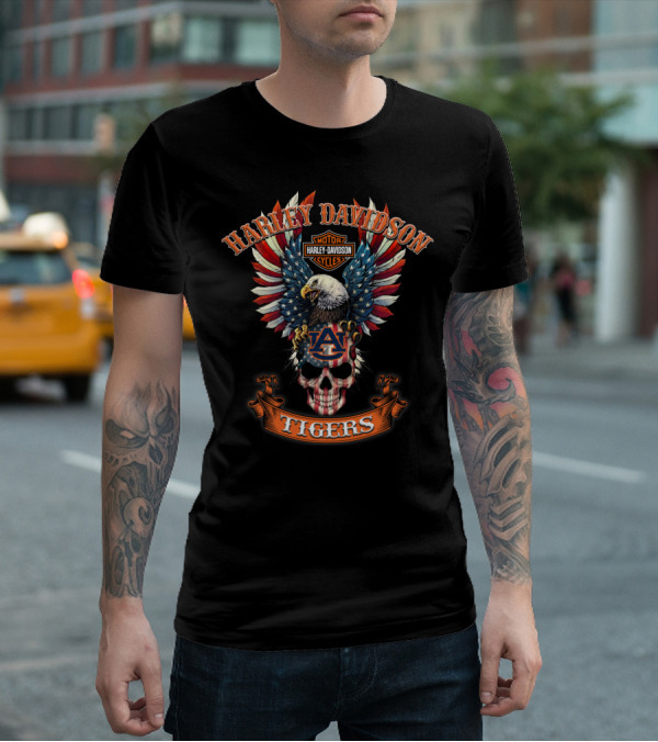 Harley Davidson Motor Cycles Eagle Auburn Tigers T-Shirt