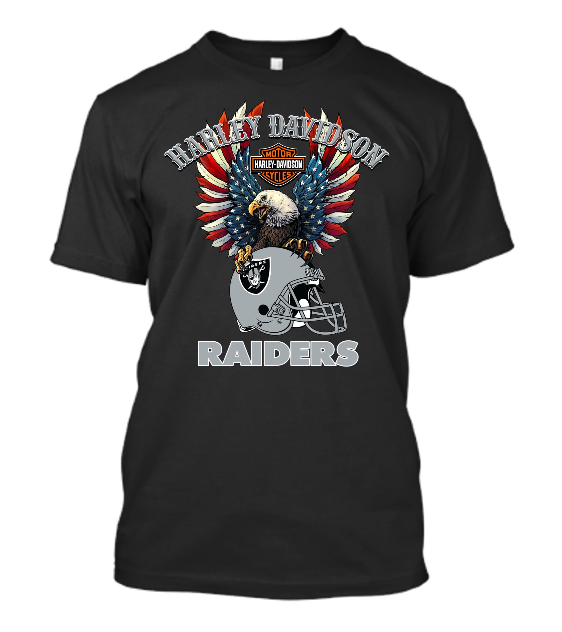 Harley Davidson Motorcycles Nfl Raiders Eagle Helmet T-Shirt