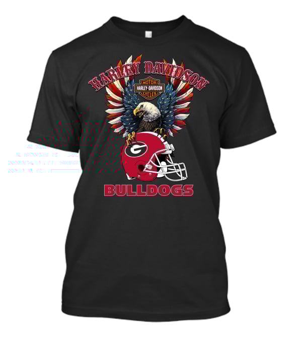Harley Davidson Motorcycles Bulldogs Ncaa Georgia Football Helmet Eagle Wings T-Shirt
