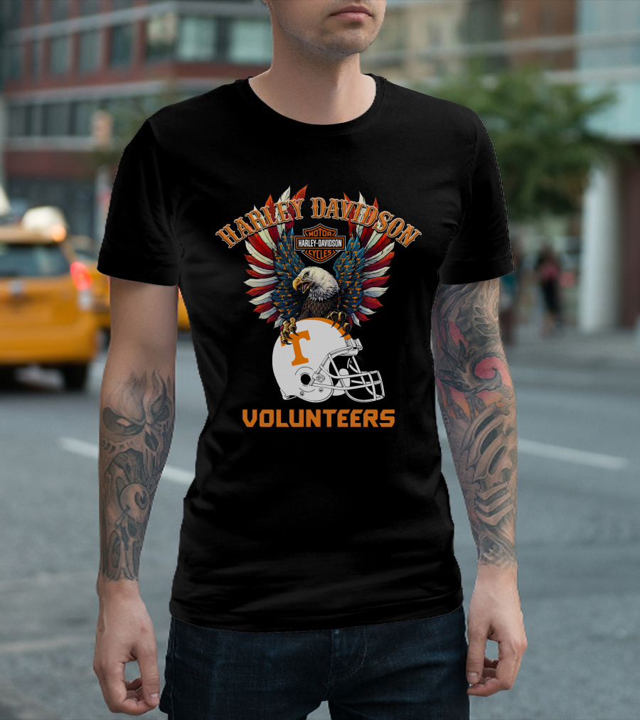 Harley Davidson Motor Cycles Volunteers Bald Eagle Helmet T-Shirt
