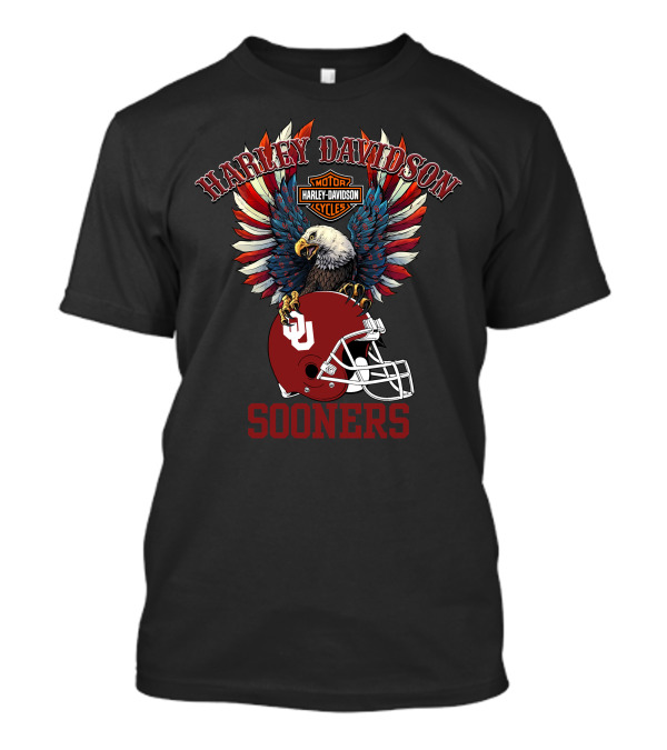 Harley Davidson Motor Cycles Sooners Eagle Oklahoma Helmet T-Shirt