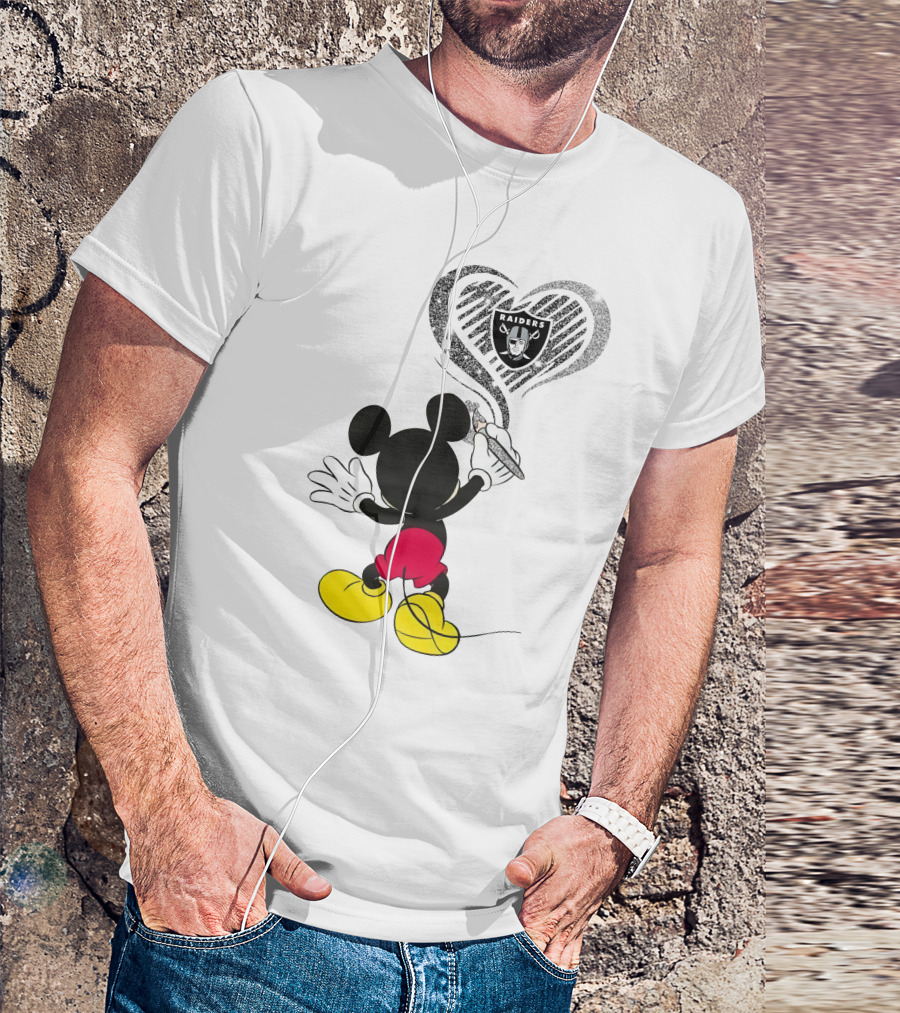 Mickey Drawing Raiders Heart 23-Oakland Raiders T-Shirt