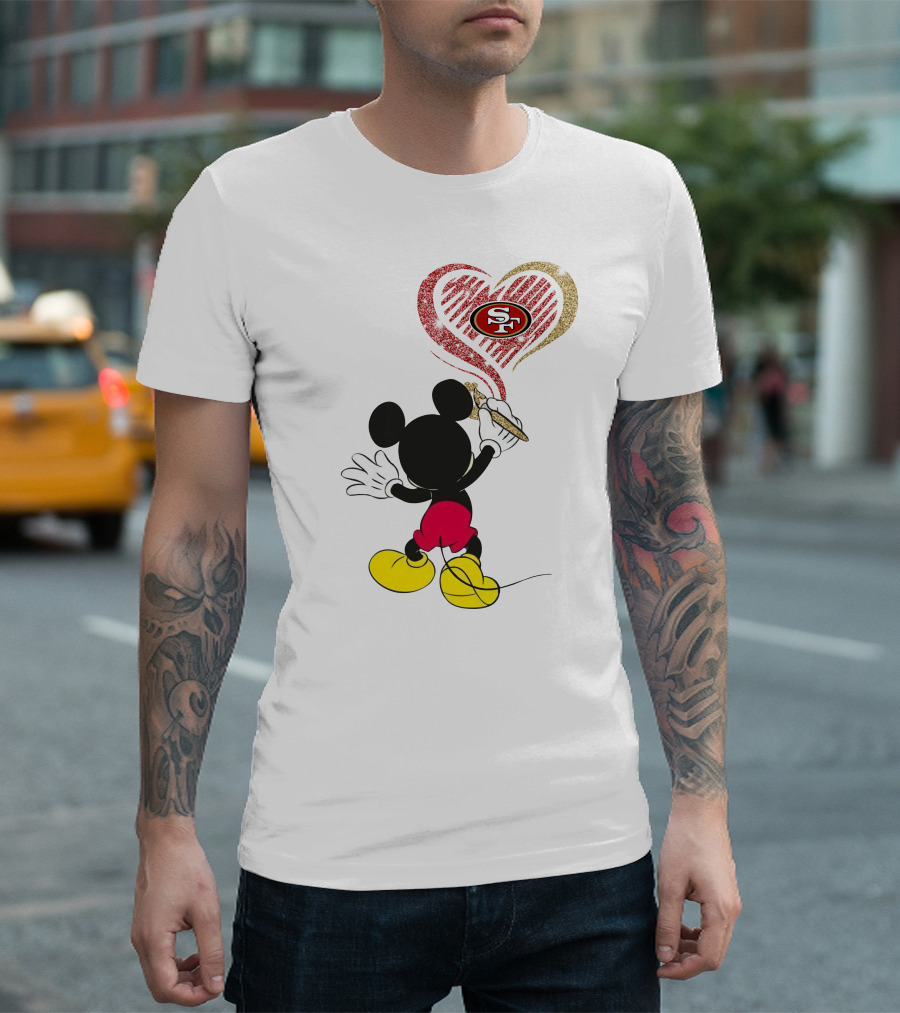 Mickey Mouse Painting San Francisco 49ers Heart T-Shirt