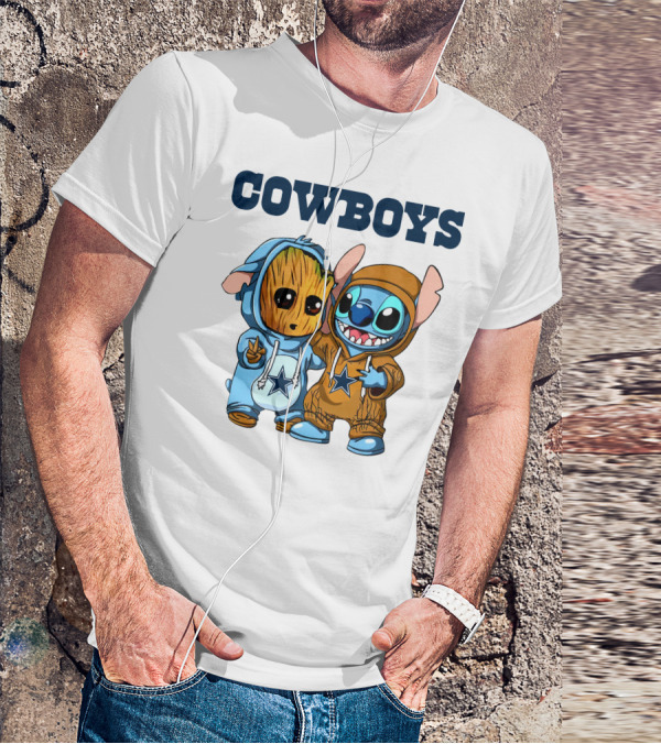 Cowboys Groot Stitch NFL Disney Collaboration T-Shirt