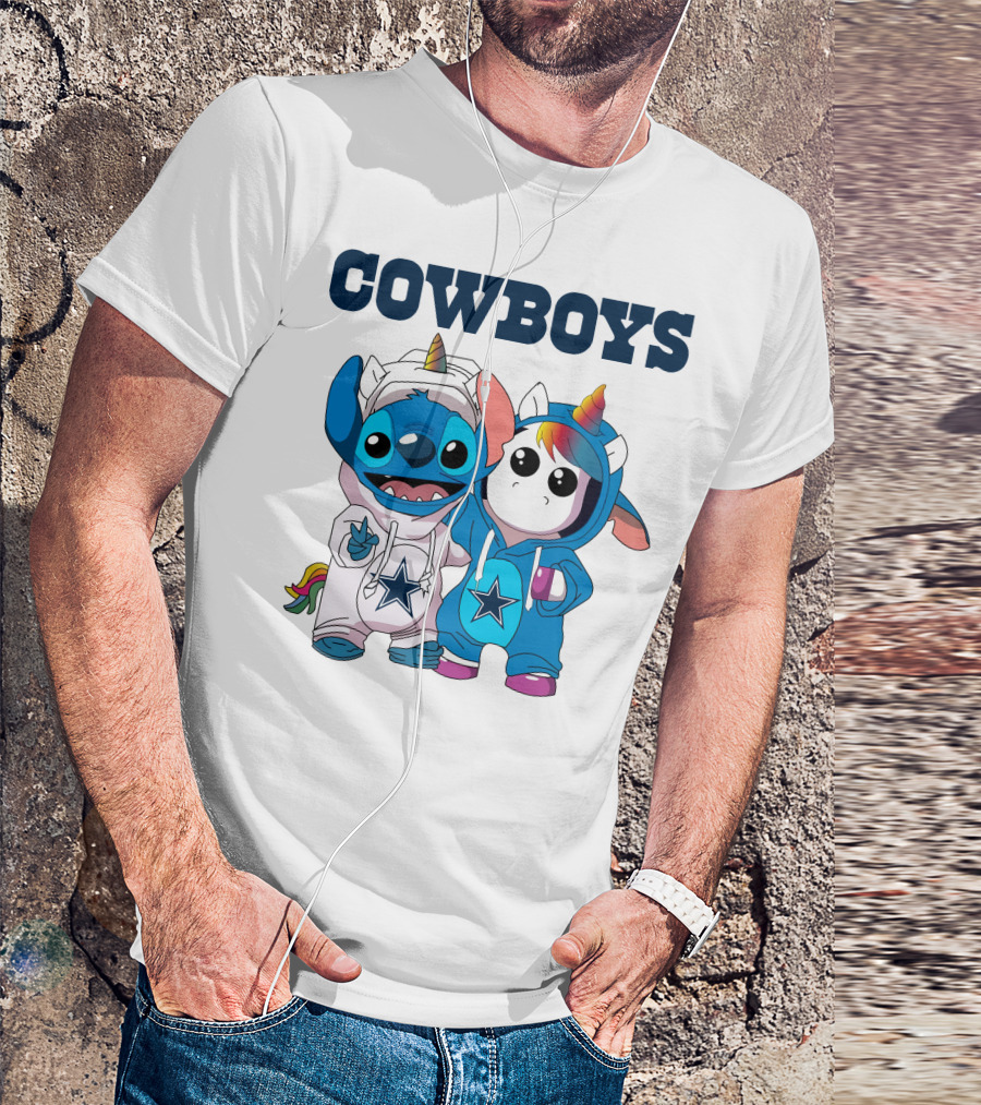 Cowboys Stitch And Unicorn In Blue Star Hoodies T-Shirt