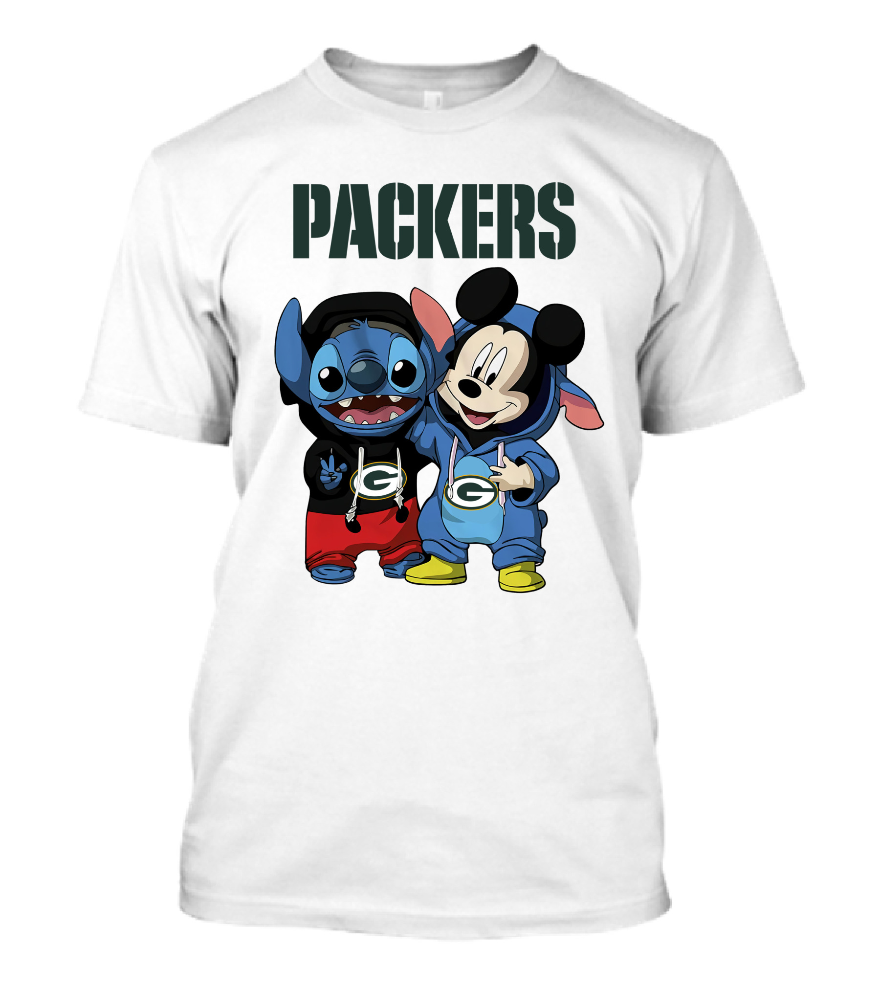 Packers Green Bay Stitch And Mickey Hoodie Characters T-Shirt