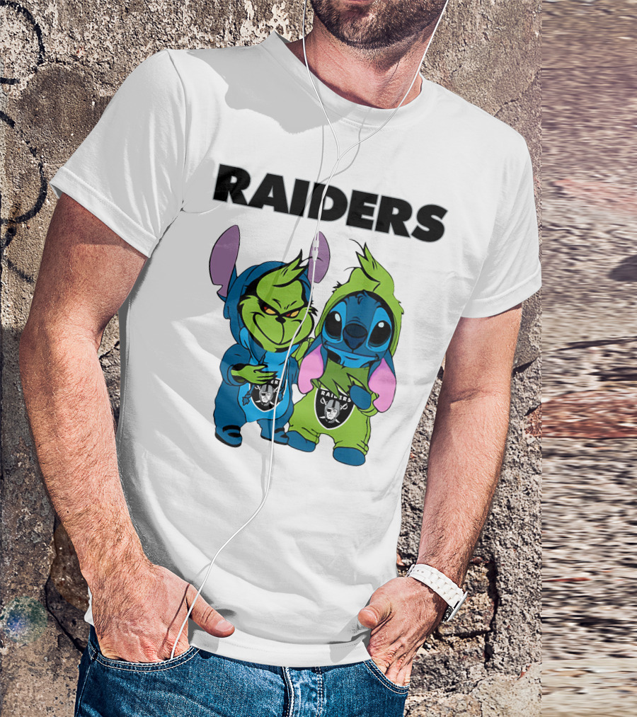 Raiders Grinch And Stitch Crossover T-Shirt