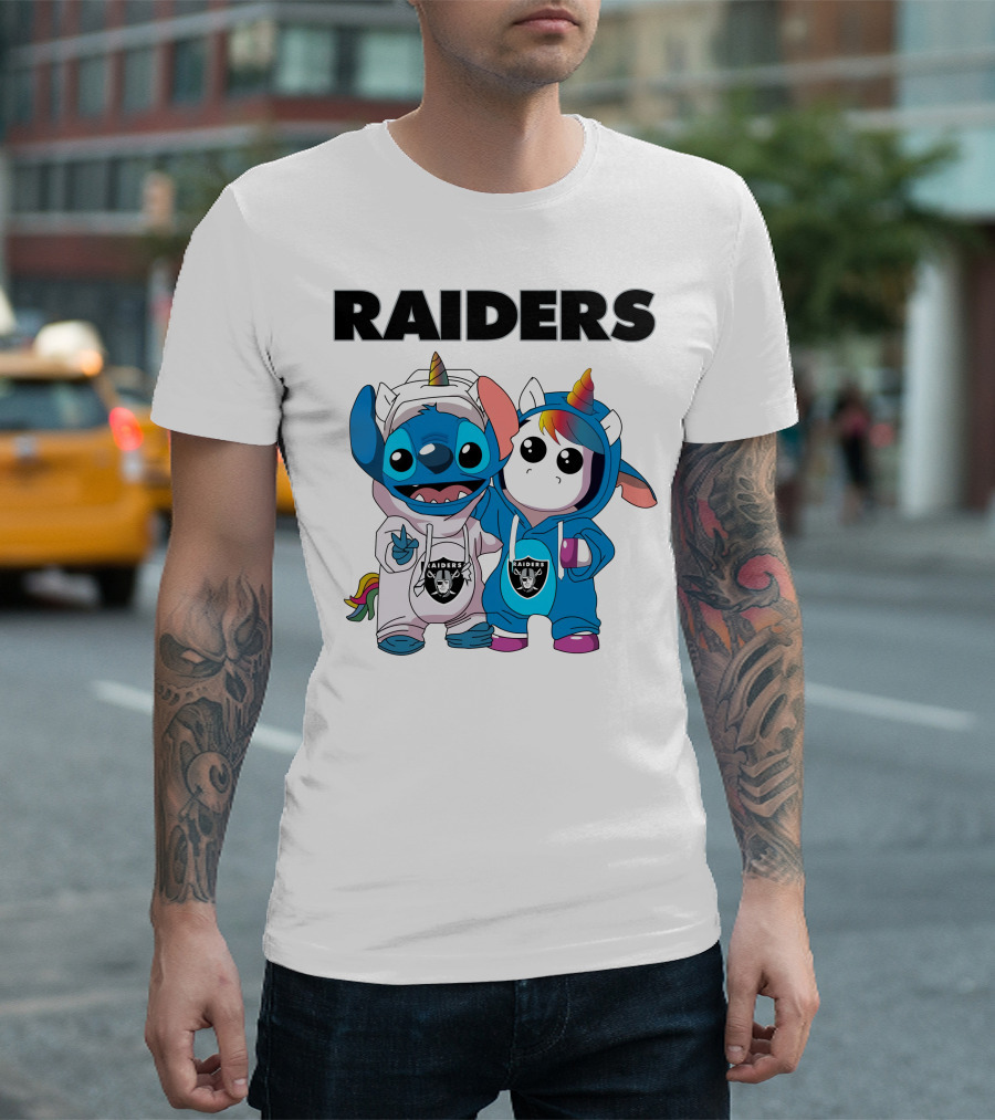 Raiders Stitch And Unicorn In Team Hoodies T-Shirt