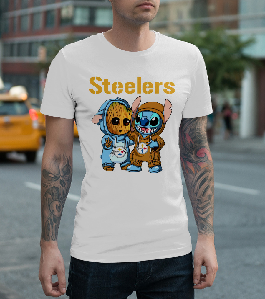 Steelers Groot and Stitch NFL25 Disney T-Shirt
