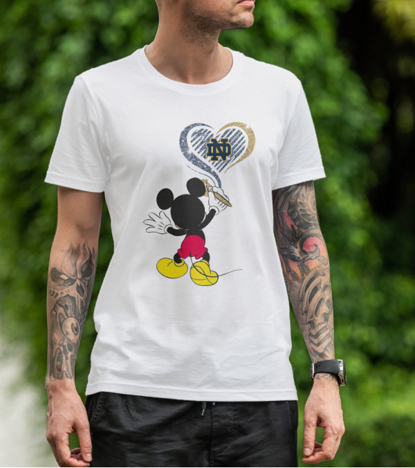 Notre Dame Fighting Irish Mickey Mouse Heart T-Shirt