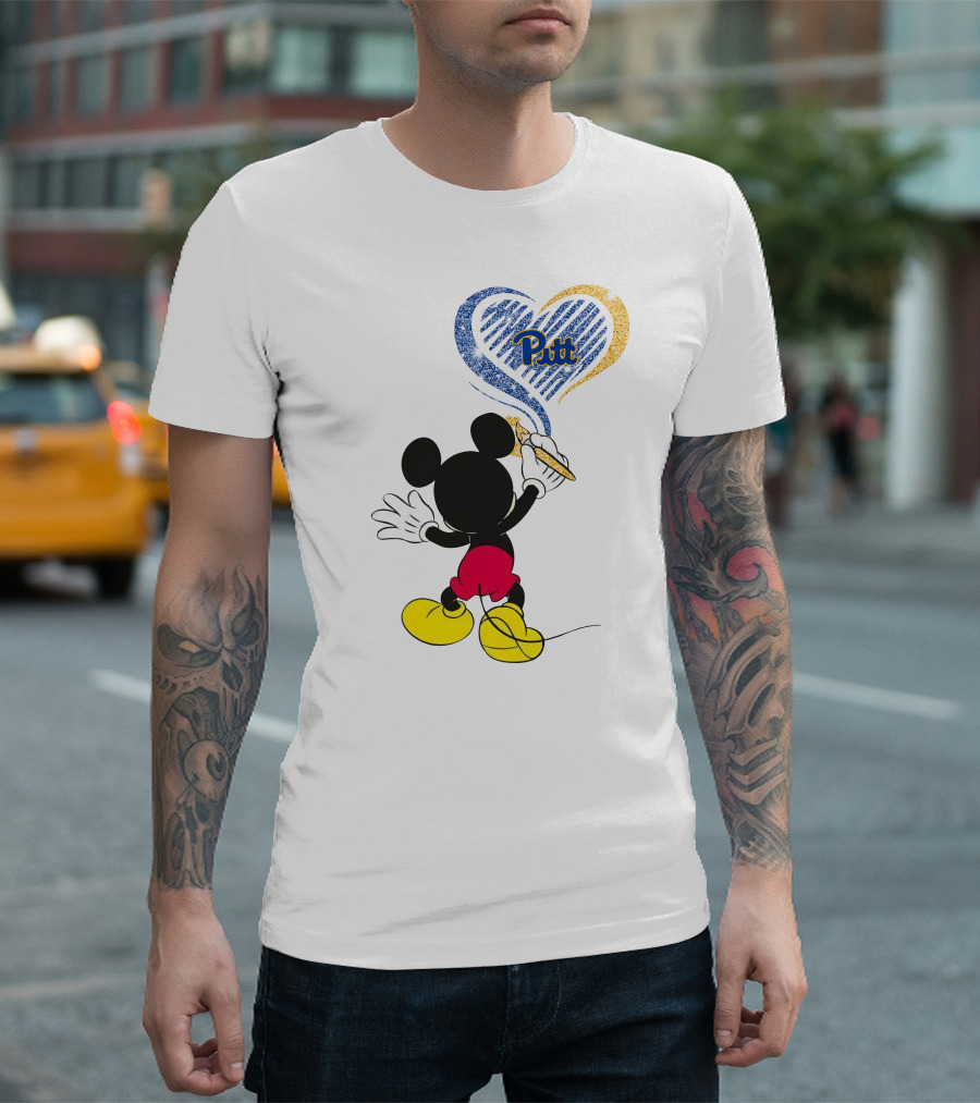 Pitt Panthers Mickey Mouse Heart Art T-Shirt