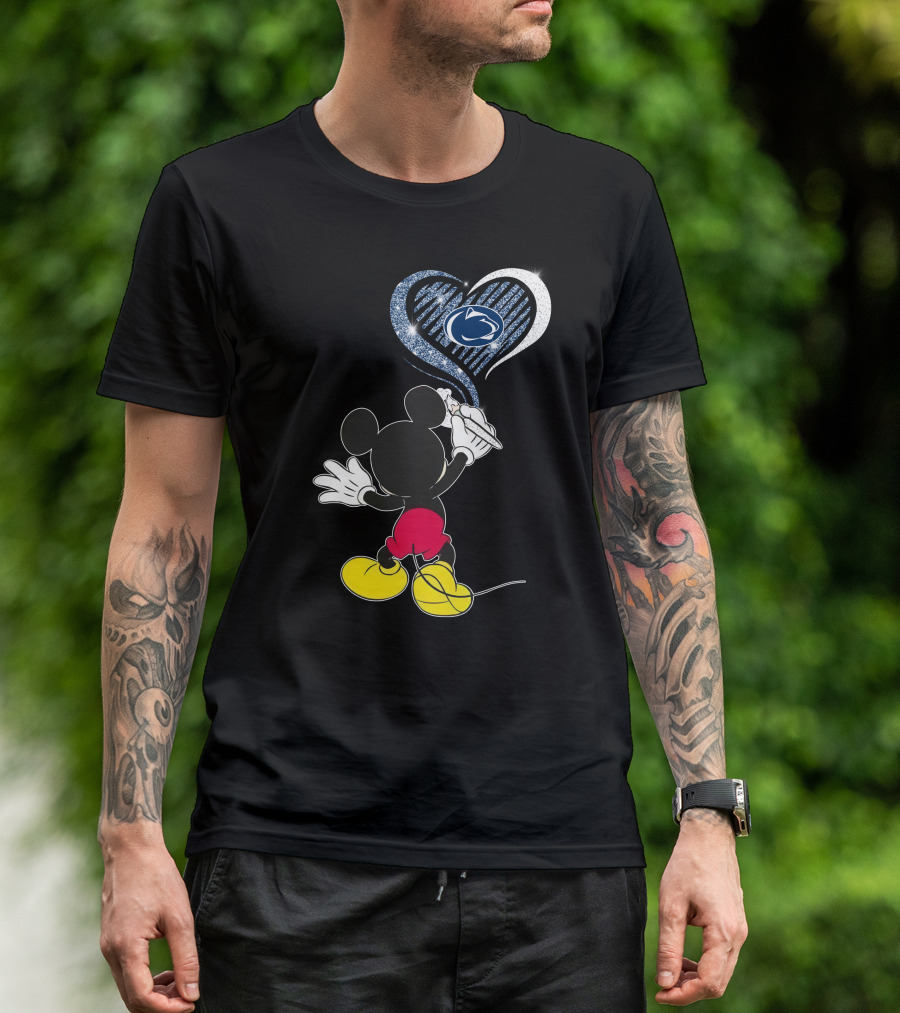 Mickey Mouse Draws Heart With Penn State Nittany Lions T-Shirt