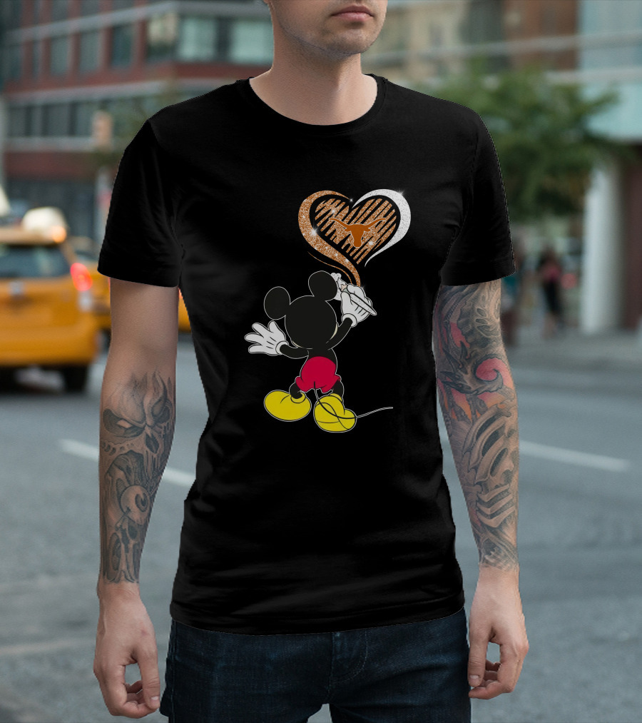 Mickey Mouse Painting Heart Texas Longhorns 32 T-Shirt