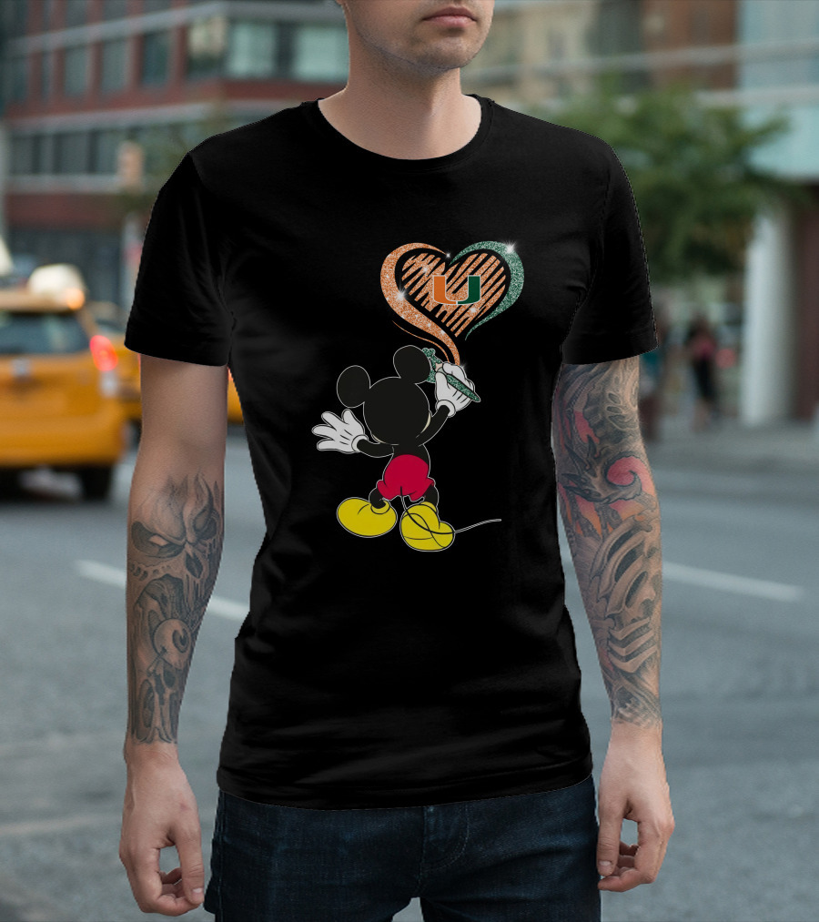 36 Miami Hurricanes Heart U Vintage Mouse T-Shirt