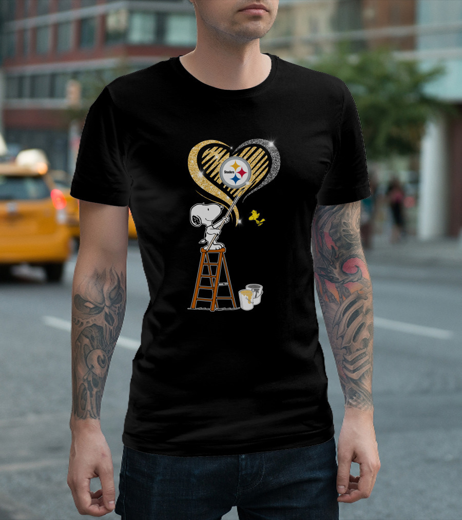 Snoopy Pittsburgh Steelers Heart Painting T-Shirt