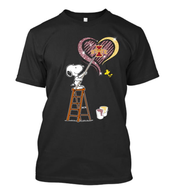 Snoopy Painting Iowa State Heart With Woodstock T-Shirt