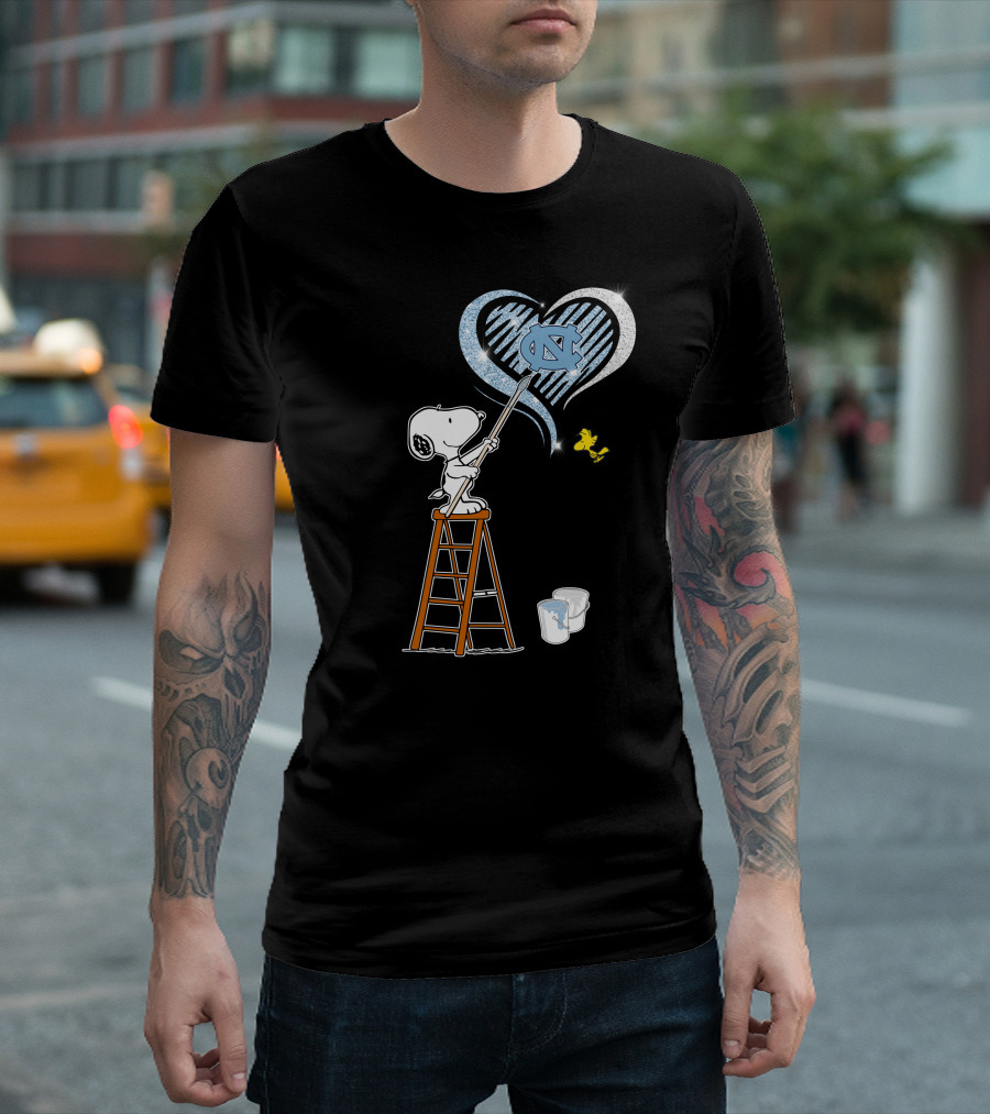 Snoopy Painting Unc Heart With Woodstock T-Shirt