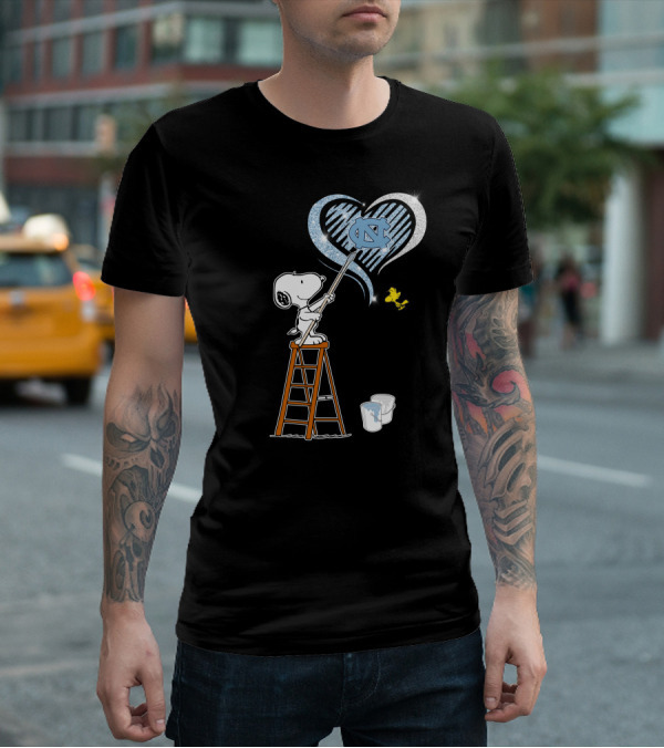 Snoopy Painting Unc Heart With Woodstock T-Shirt