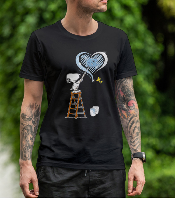 Snoopy Painting Unc Heart With Woodstock T-Shirt