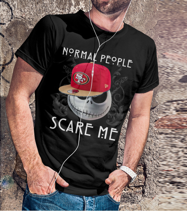 San Francisco 49ers Normal People Scare Me Jack Skellington Hat T-Shirt