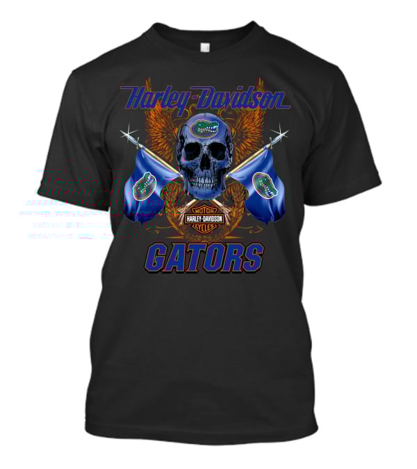 Harley Davidson Florida Gators Skull Flags T-Shirt